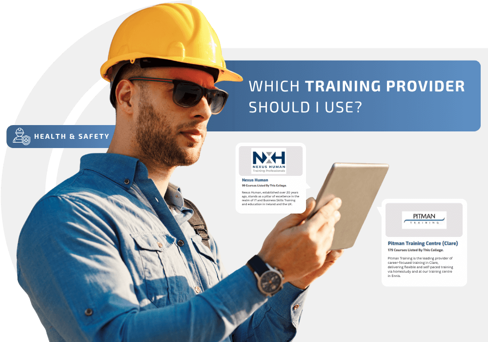 student wearing hard hat using mobile phone